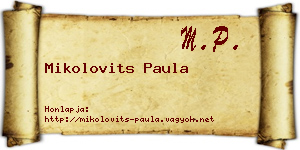 Mikolovits Paula névjegykártya